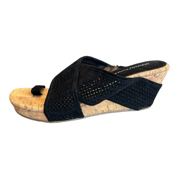 Donald J. Pliner Shoes - Donald J. Pliner Wedges Women 9.5 M Black Suede Crisscross Toe Ring Cork Sandals